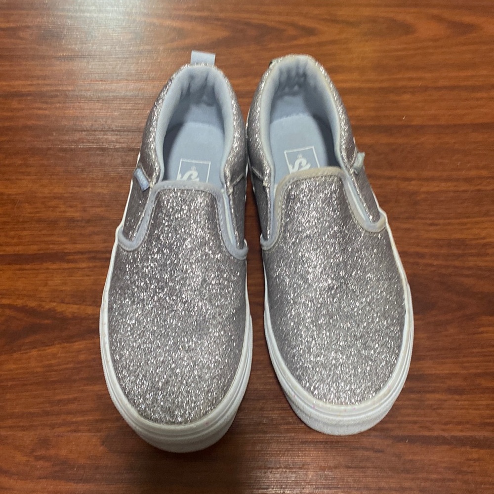 Girls Silver/Lavender Vans, size 2